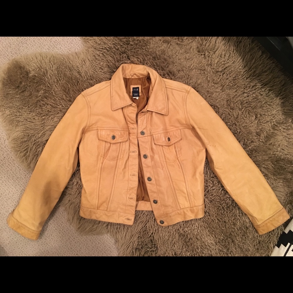 Gap leather jacket, mustard color, size L
